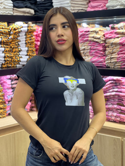 camiseta negra para dama manga corta - Marge