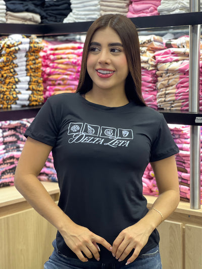 camiseta negra para dama manga corta - Delta