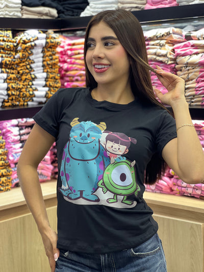 camiseta negra para dama manga corta - Monster INC
