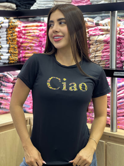 camiseta negra para dama manga corta - Ciao