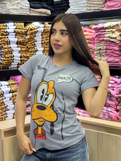 camiseta gris para dama manga corta - Goofy