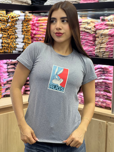 camiseta gris para dama manga corta - Bugs