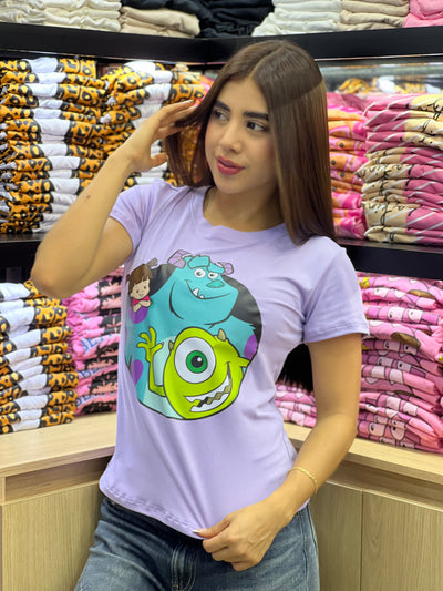 camiseta lila para dama manga corta - Monster INC