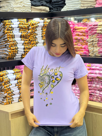 camiseta lila para dama manga corta - heart