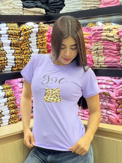 camiseta lila para dama manga corta - Girl