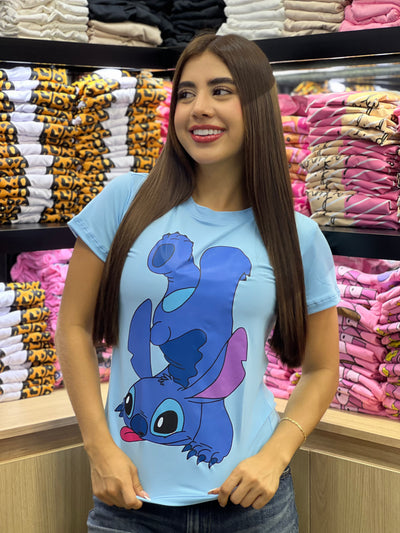 camiseta azul cielo para dama manga corta - Sticth