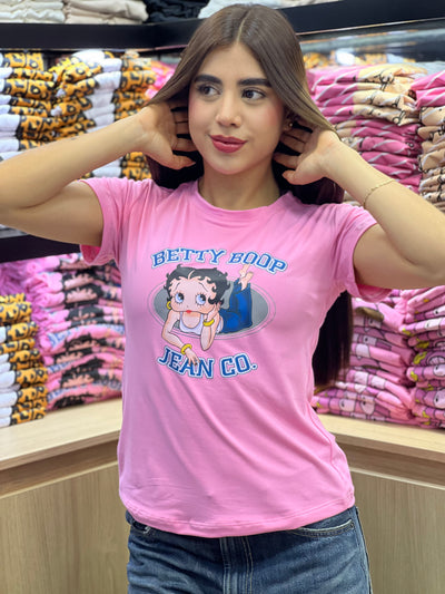 camiseta rosa para dama manga corta - Betty Boop