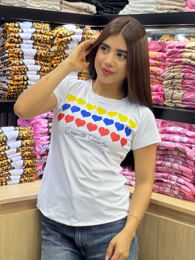 camiseta blanca para dama manga corta - corazones Colombia