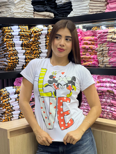 camiseta blanca para dama manga corta - LOVE