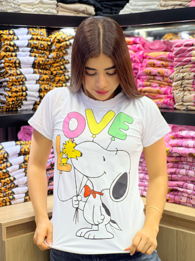camiseta blanca para dama manga corta - Perrito Love