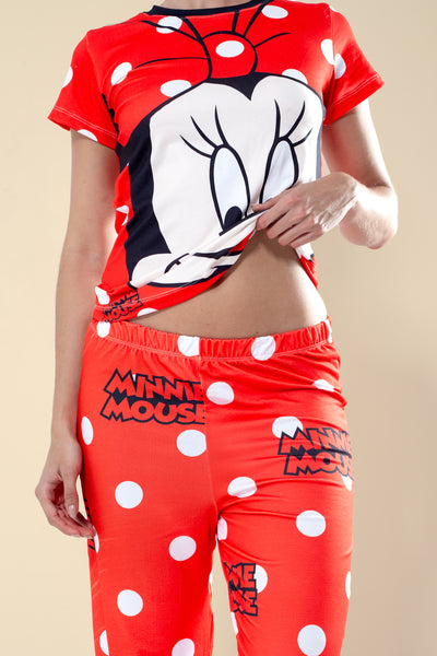 Pijama para dama Minnie Mouse Roja - Pantalón + Camisa