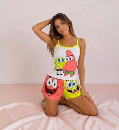 Pijama corta para dama camiseta + Short - Bob Esponja